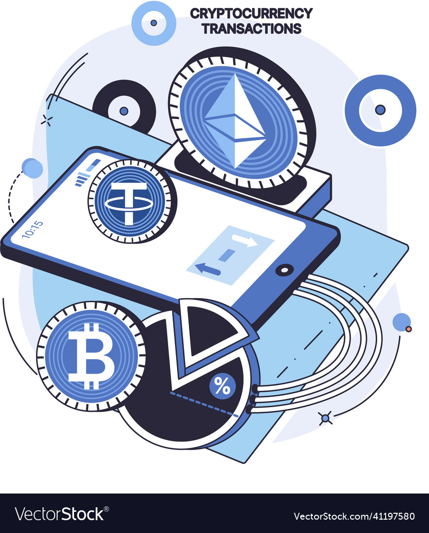 Cryptocurrency transactions mining exchange vector image Cryptocurrency transactions mining exchange