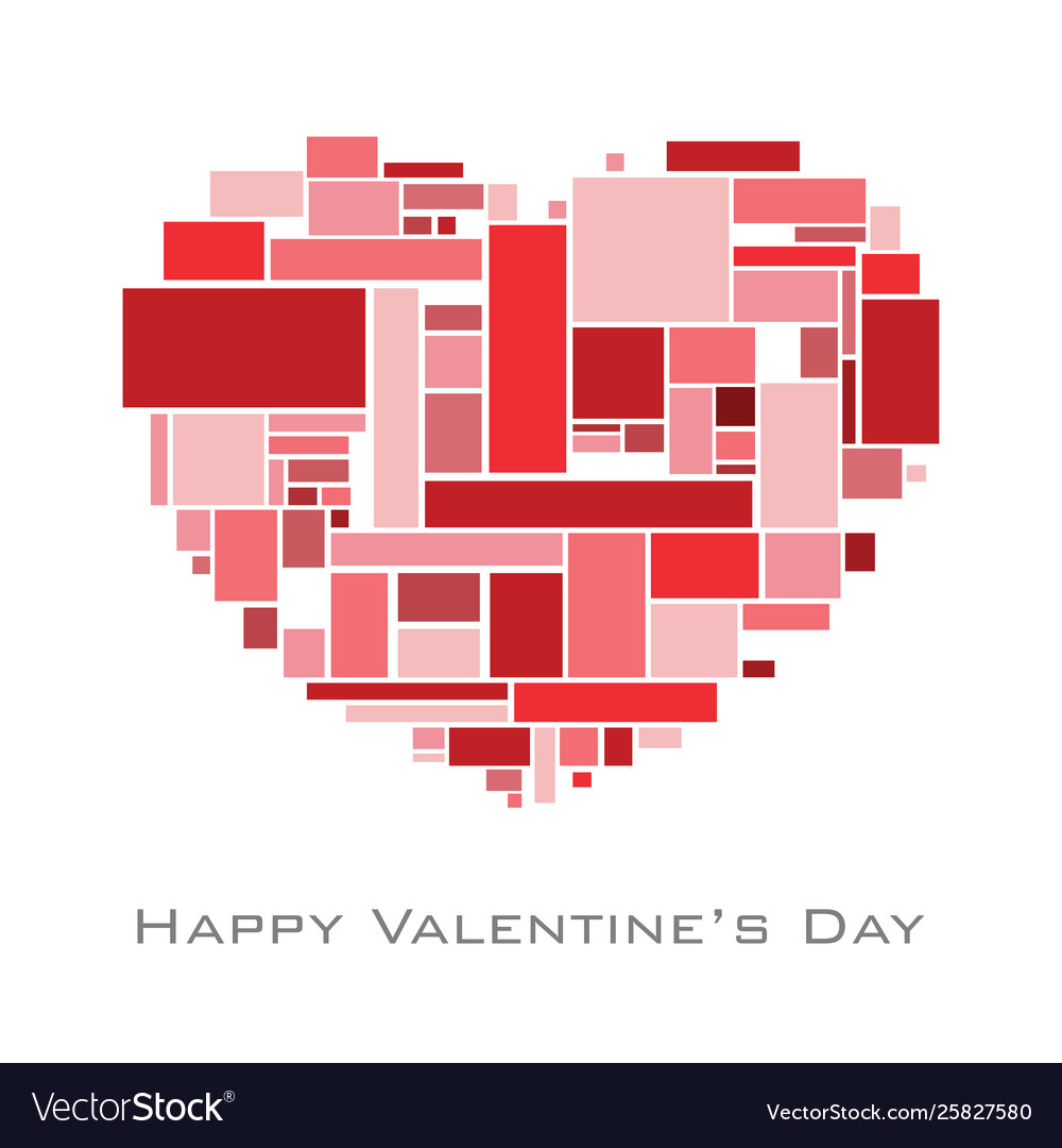 Heart with random rectangles in red tome