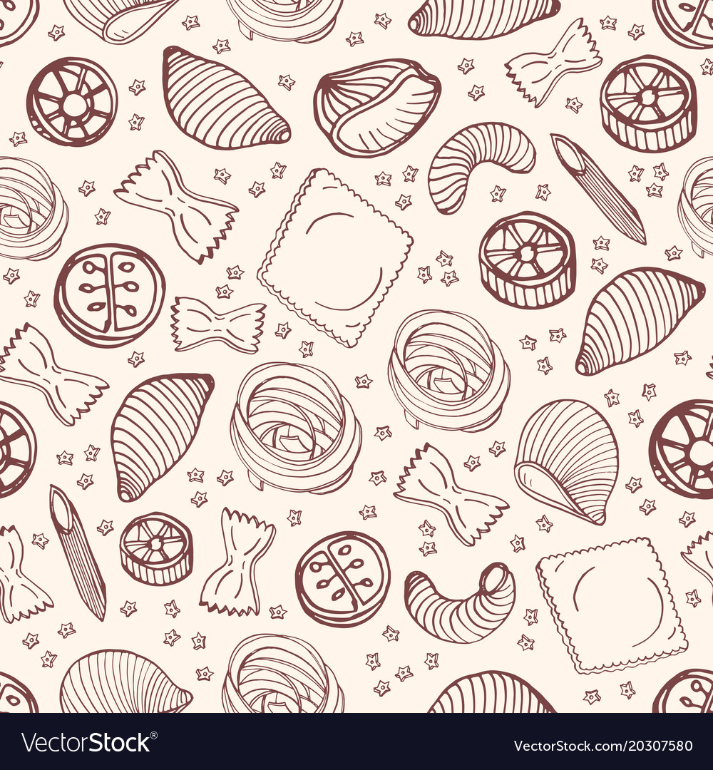 Monochrome seamless pattern with various types