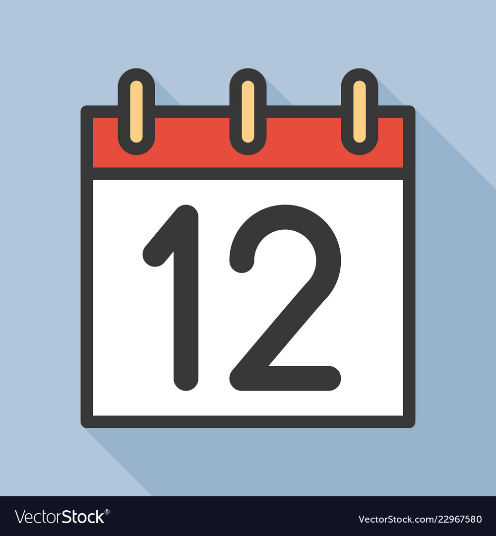 Number and calendar icon outline with long