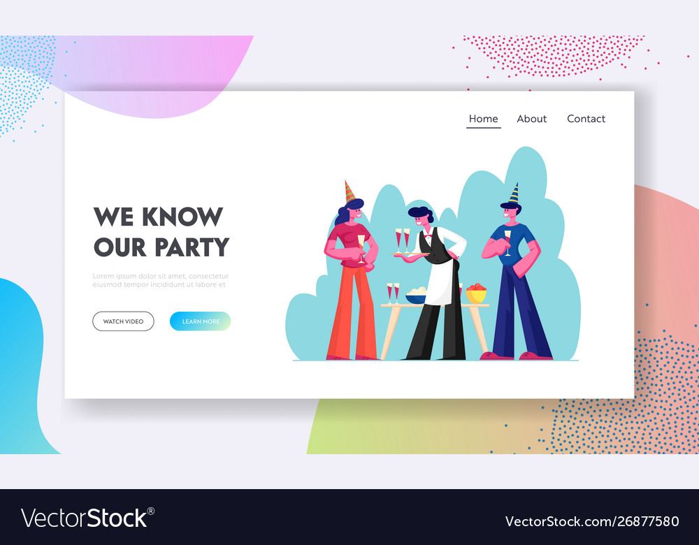 People celebrating party website landing page man Vector Image