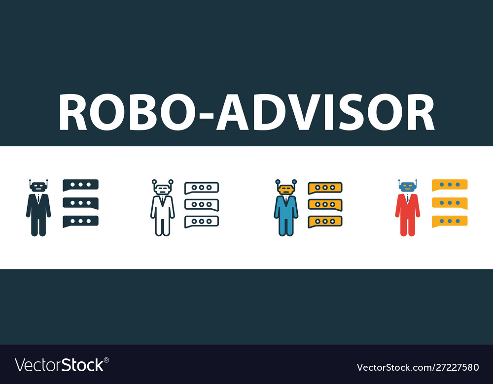 Robo-advisor icon set premium symbol in different