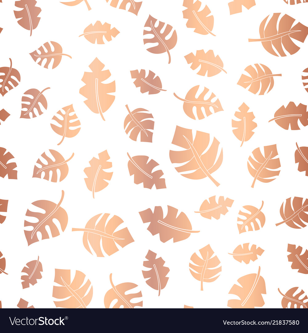 Rose gold foil leaves seamless background