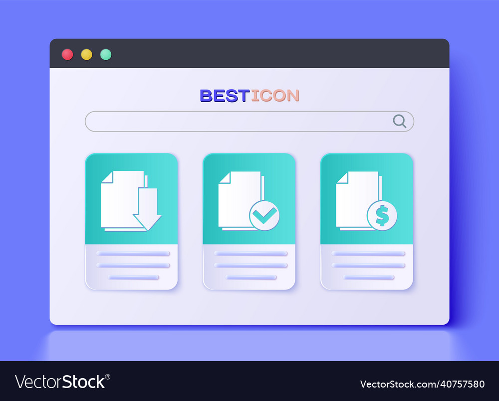Set document and check mark vector image Set document and check mark