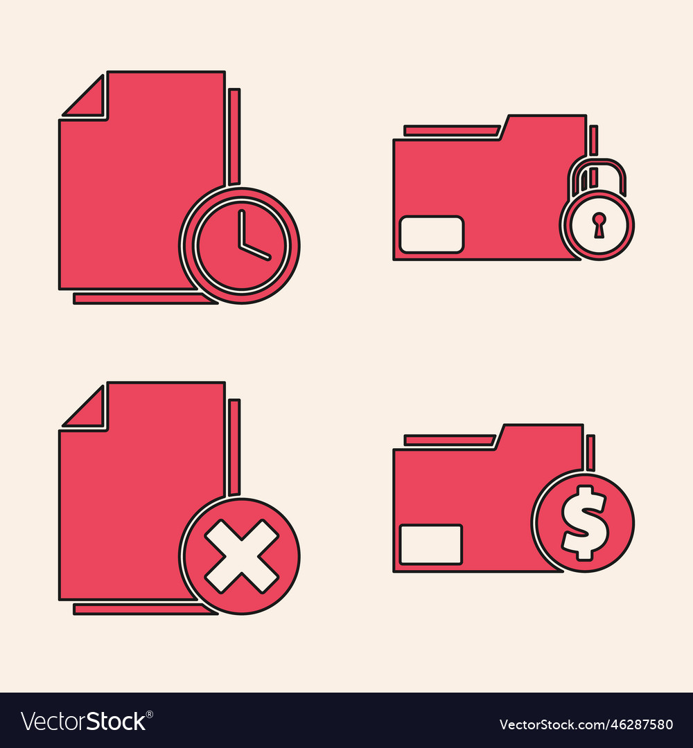 Set finance document folder with clock