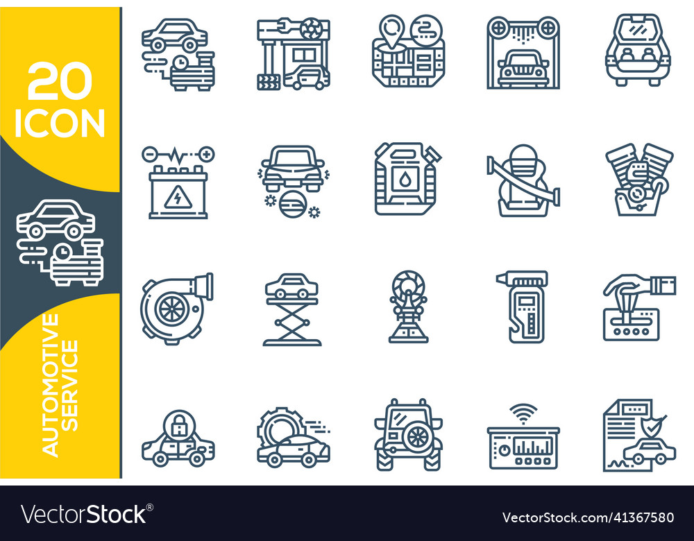 Set line icons with open path car service auto Vector Image Set line icons with open path car service auto