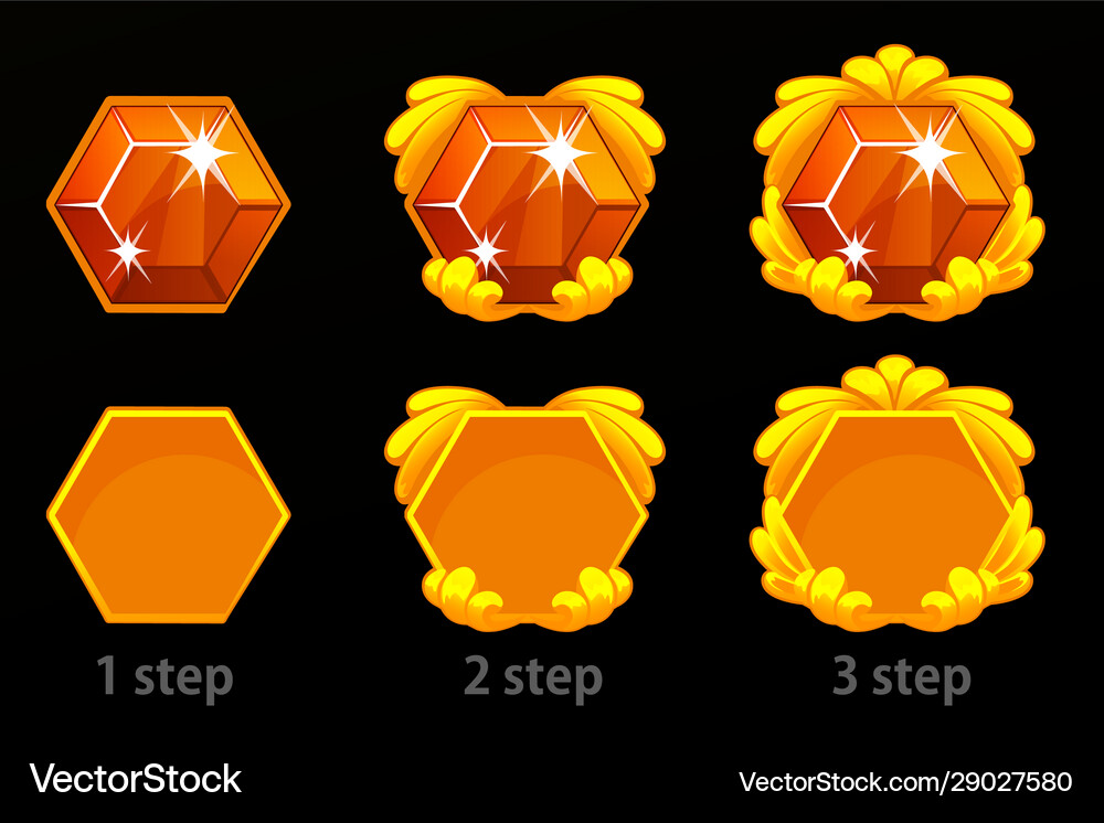 Set step step improvement gem icon Royalty Free Vector Image
