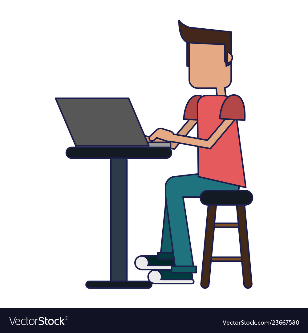 Student with computer vector image Student with computer