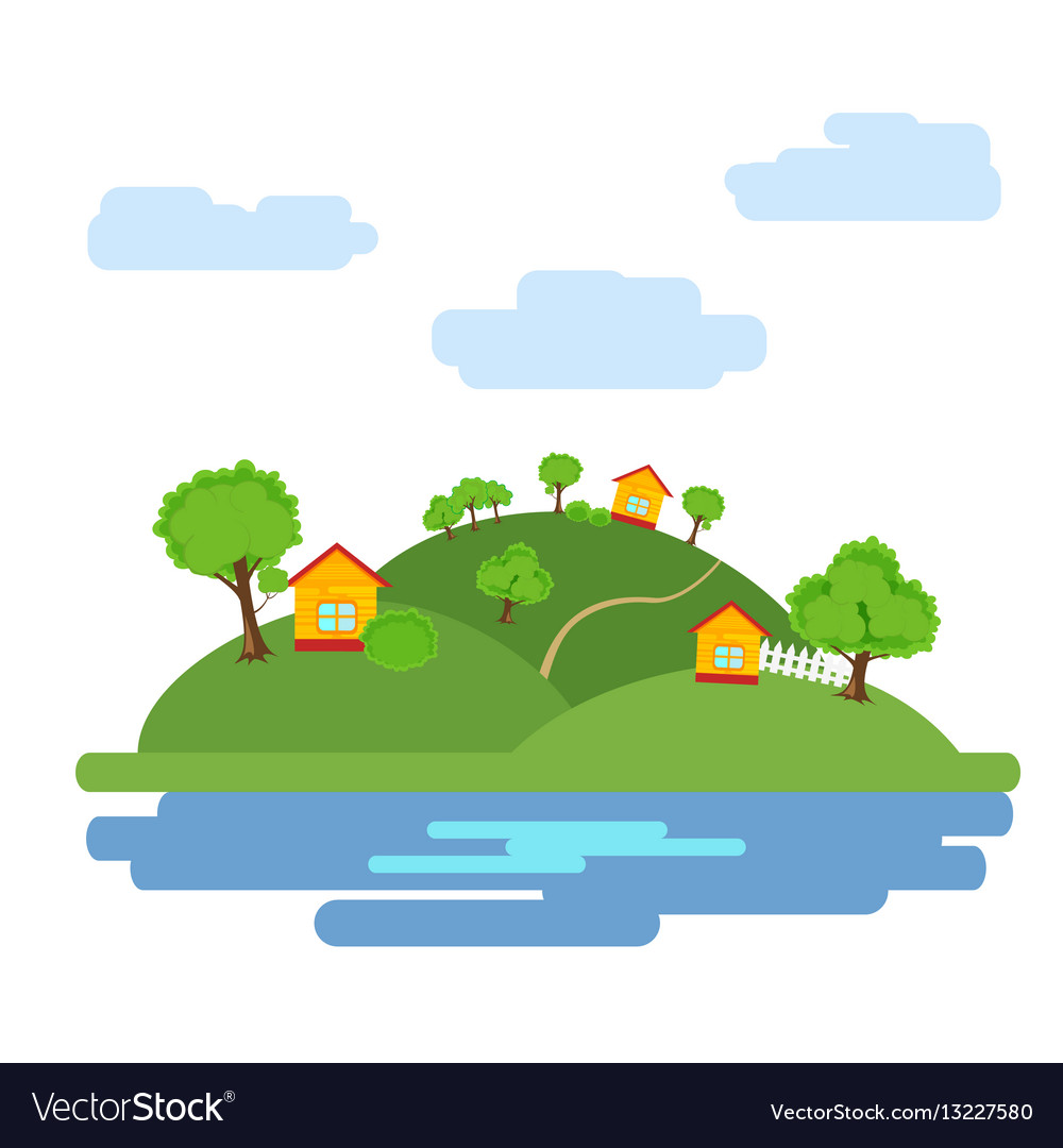 Summer background with the image of houses