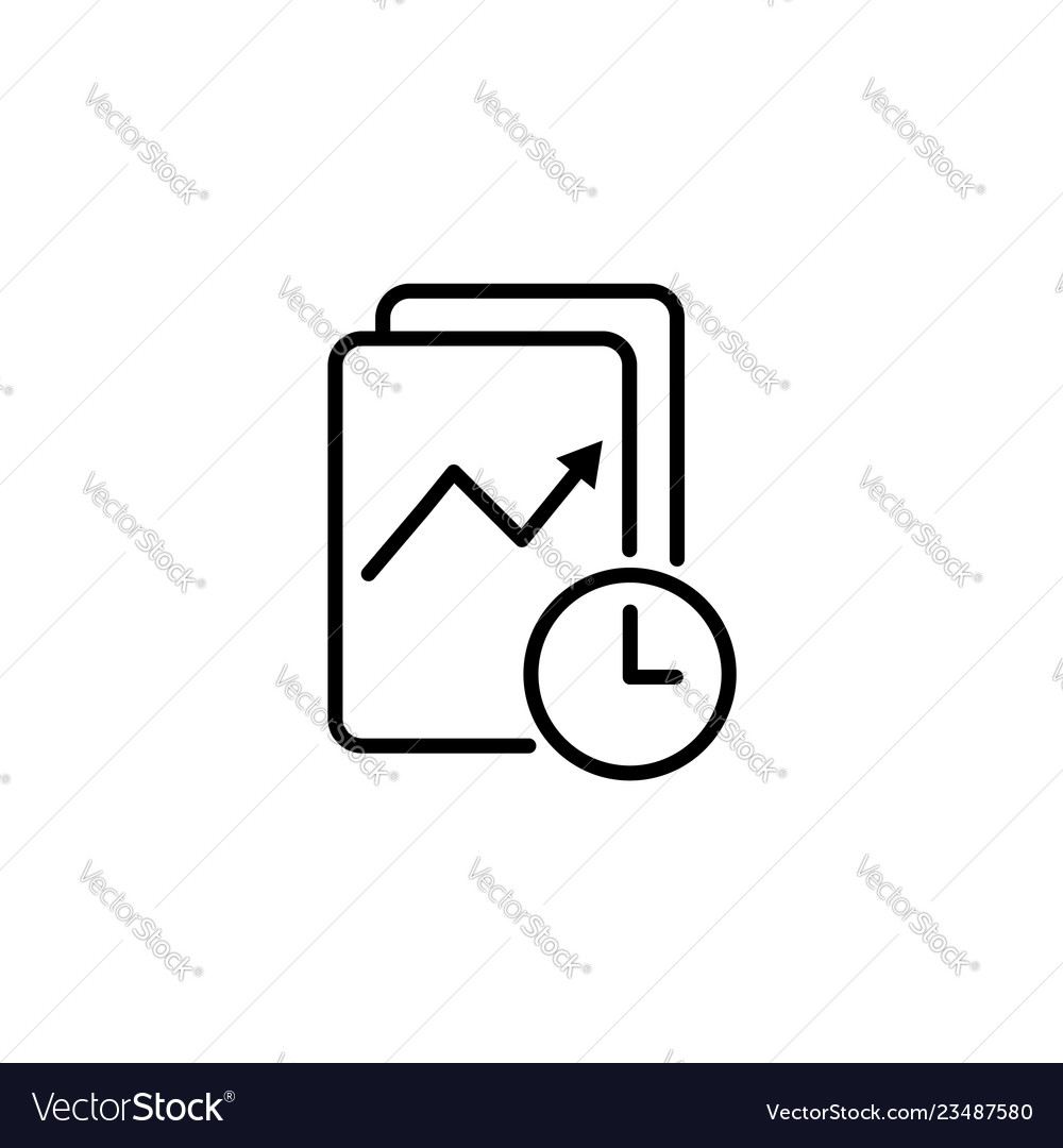 Web line icon clock and graph analytics