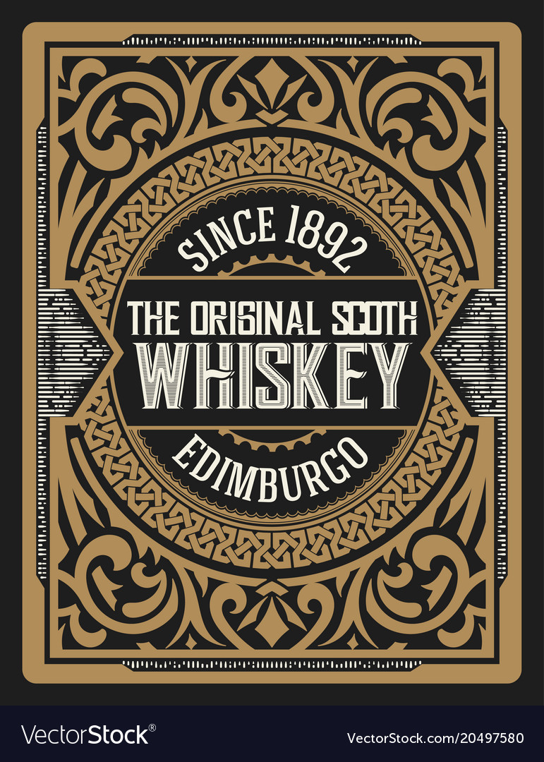 Whiskey label with old frames layered Royalty Free Vector