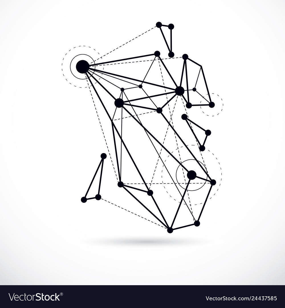 Abstract geometric 3d wireframe object digital vector image Abstract geometric 3d wireframe object digital