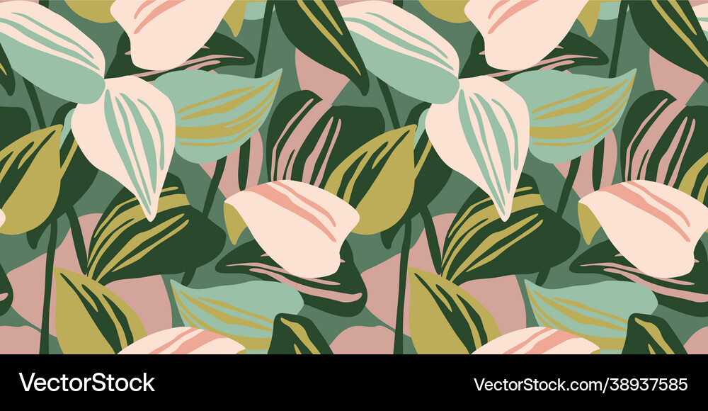 Artistic seamless pattern with abstract leaves Vector Image