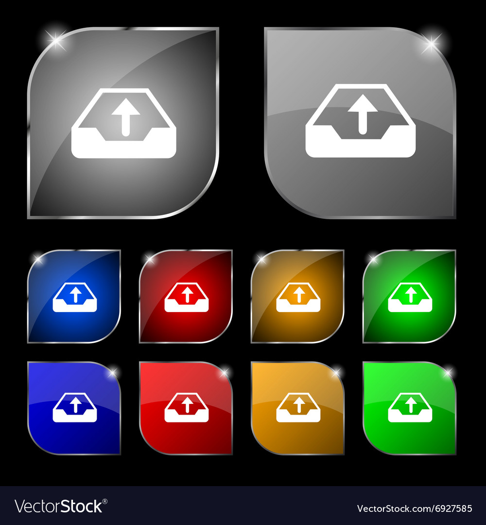 Backup icon sign set ten colorful buttons