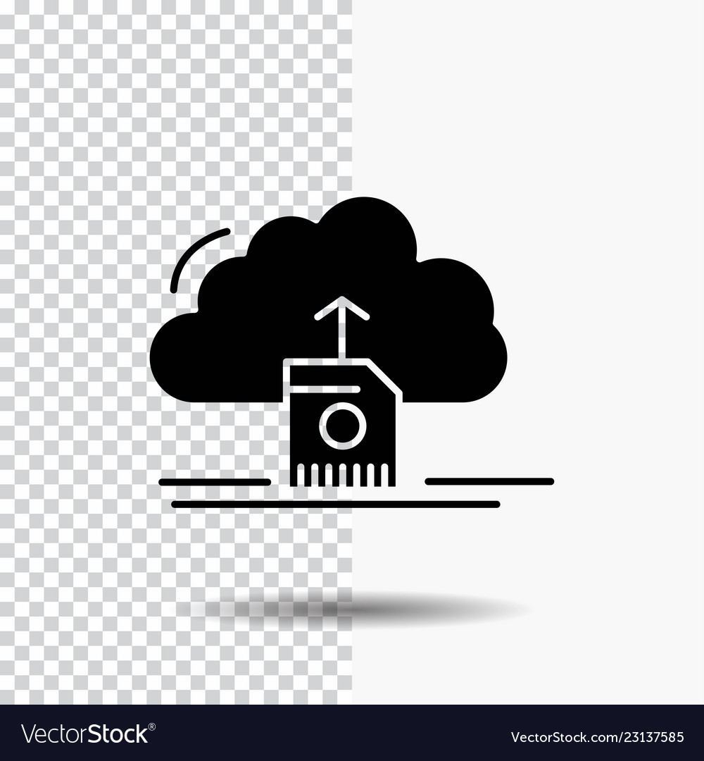 Cloud upload save data computing glyph icon vector image Cloud upload save data computing glyph icon