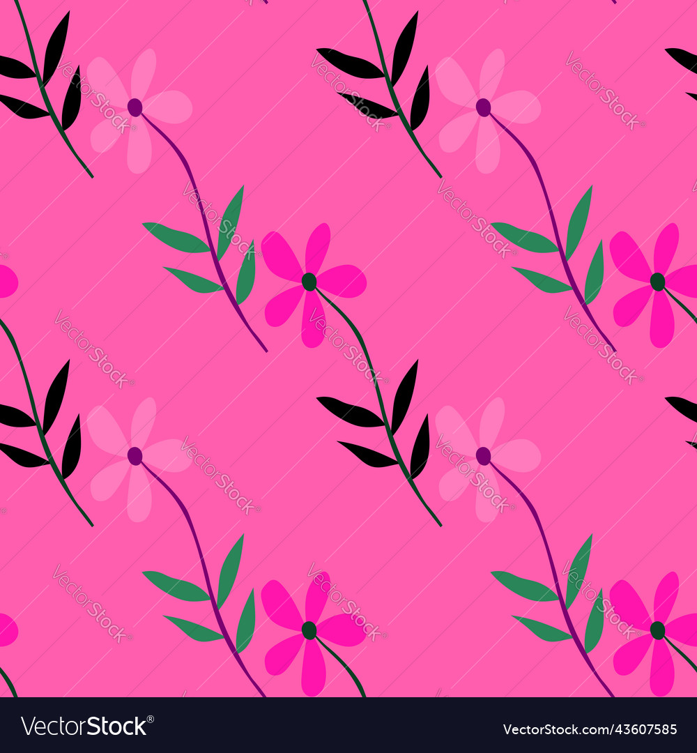 Doodle Ditsy Flowers Seamless Pattern Cute Vector Image