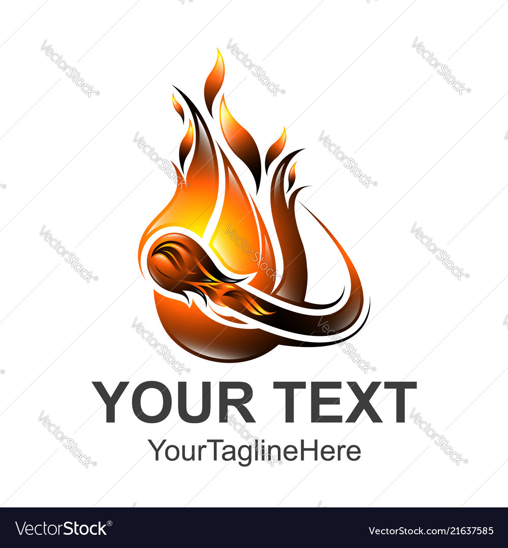 Fire logo template 3d logo template easy to edit Vector Image