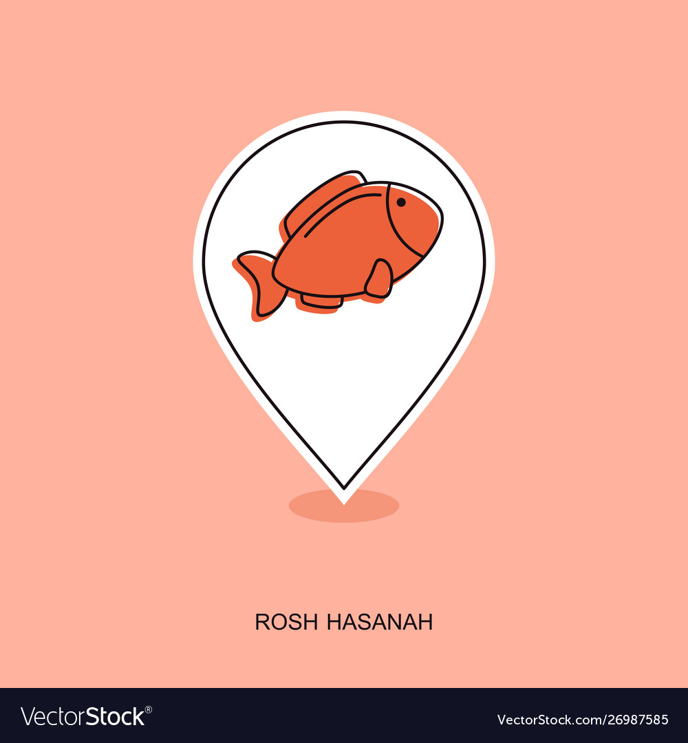 Fish rosh hashanah pin map icon shana tova