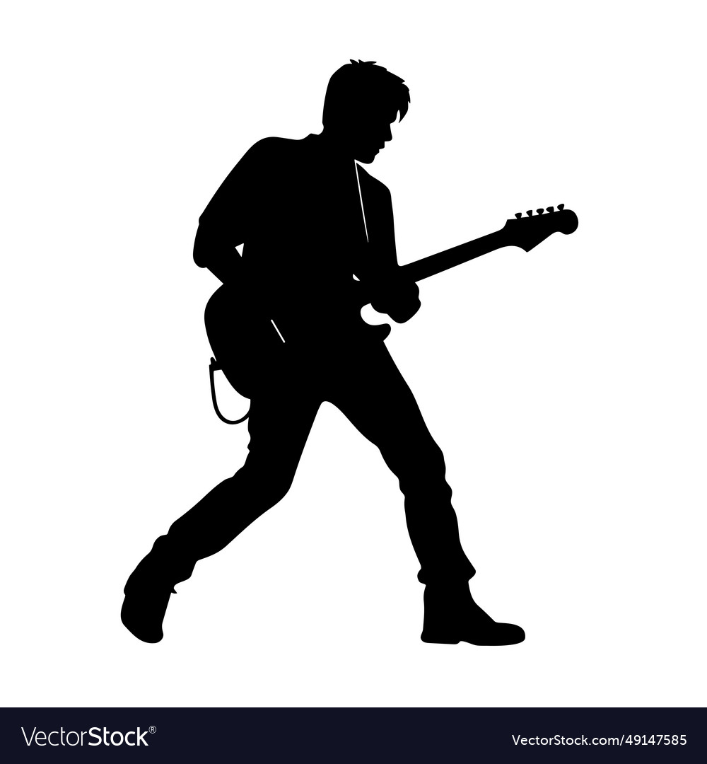 Guitarist black icon on white background Vector Image