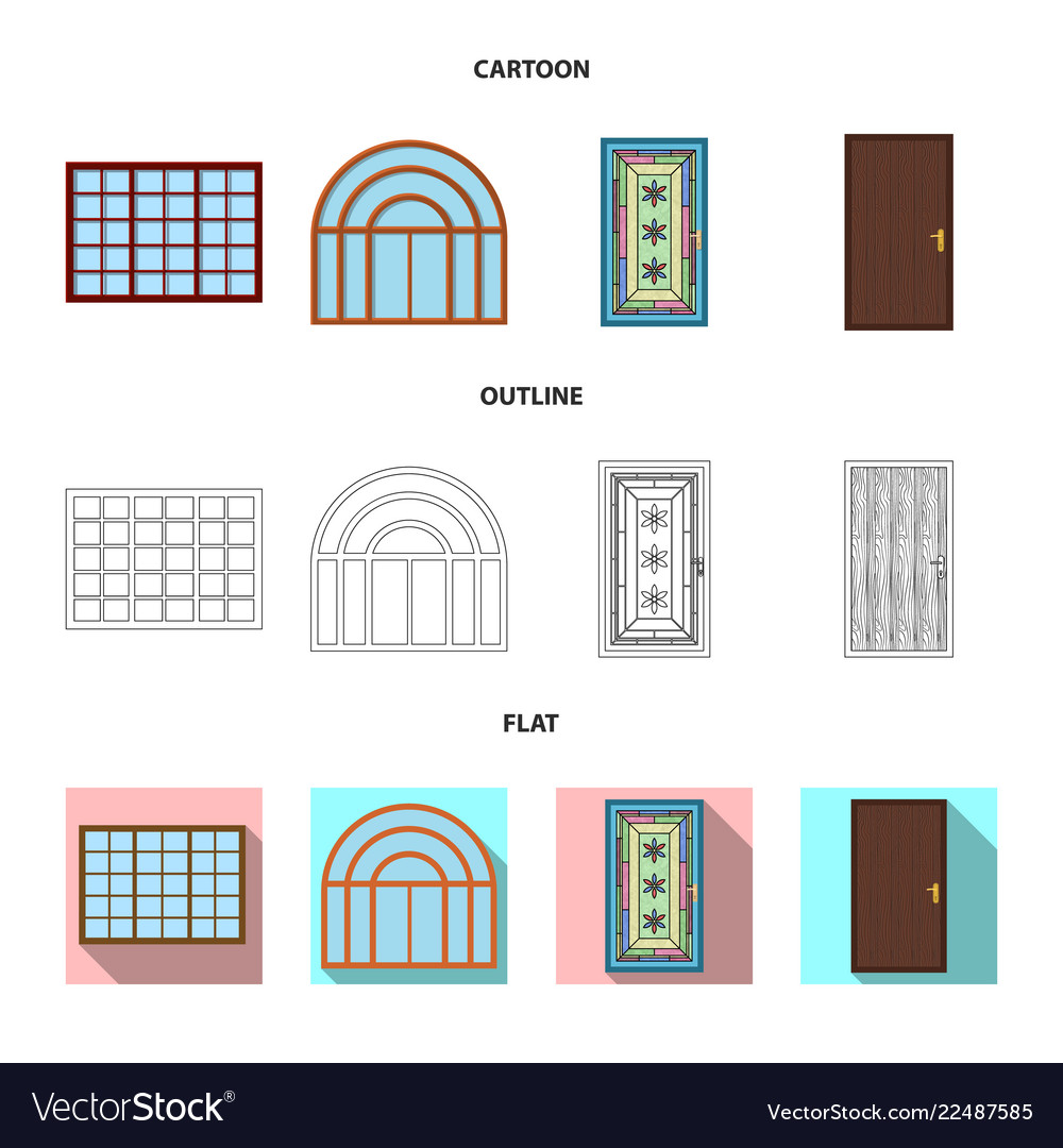 Isolated object of door and front icon collection