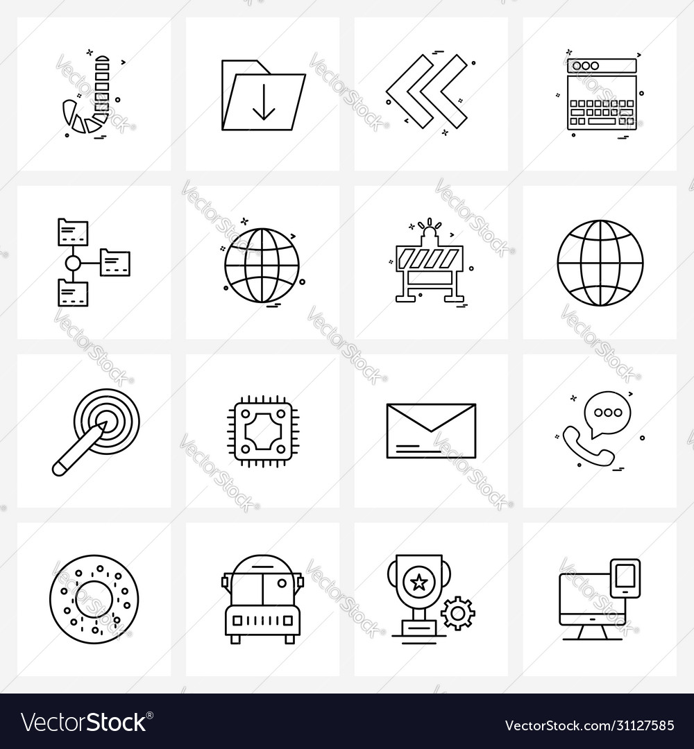 Isolated symbols set 16 simple line icons