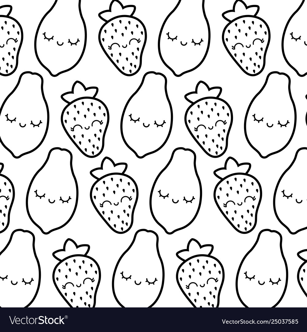 Pattern strawberries with papayas kawaii