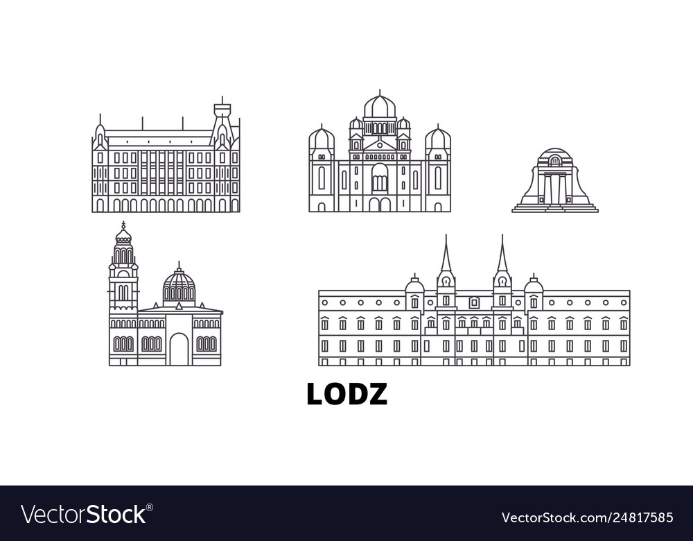 Poland lodz line travel skyline set Royalty Free Vector