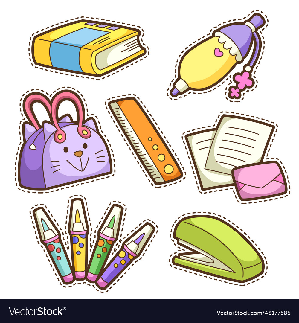 School set set of different items Royalty Free Vector Image