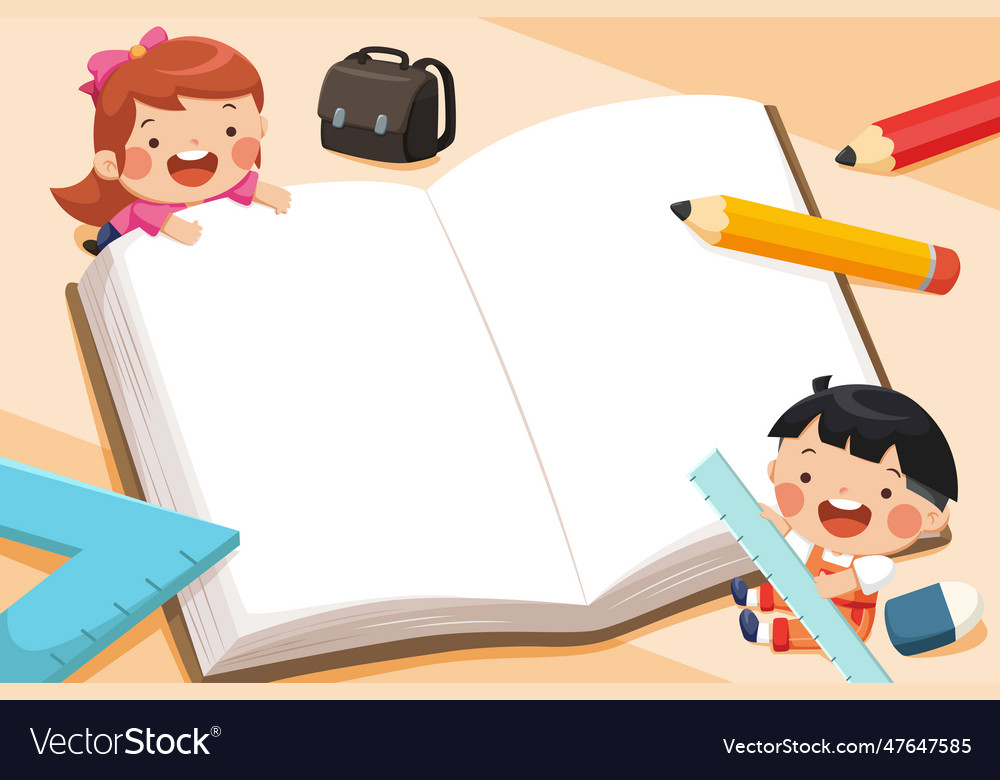 Schoolkids With An Opened Book Royalty Free Vector Image