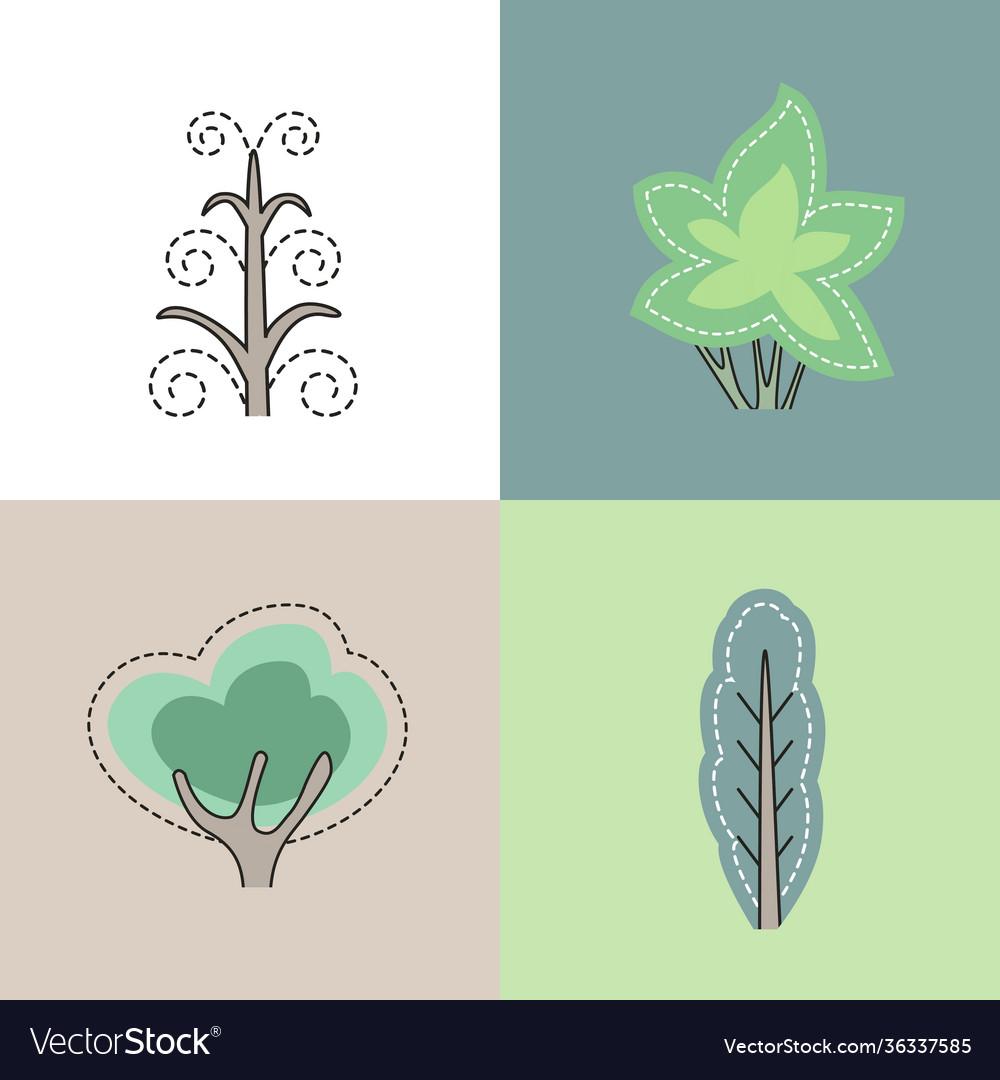 Set with different stylized trees vector image Set with different stylized trees