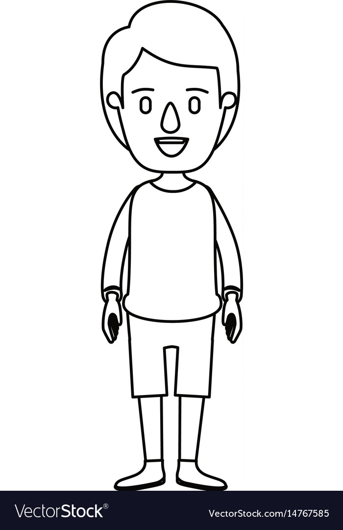 Silhouette caricature full body guy with hairstyle