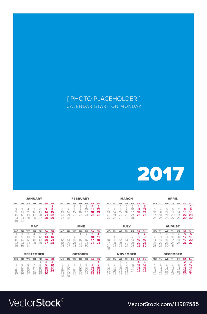 Simple 2017 year calendar