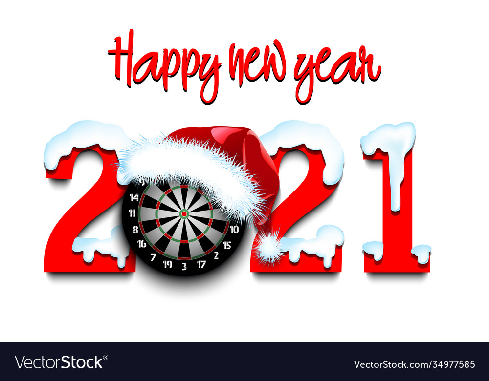 Snowy new year numbers 2021 and dartboard