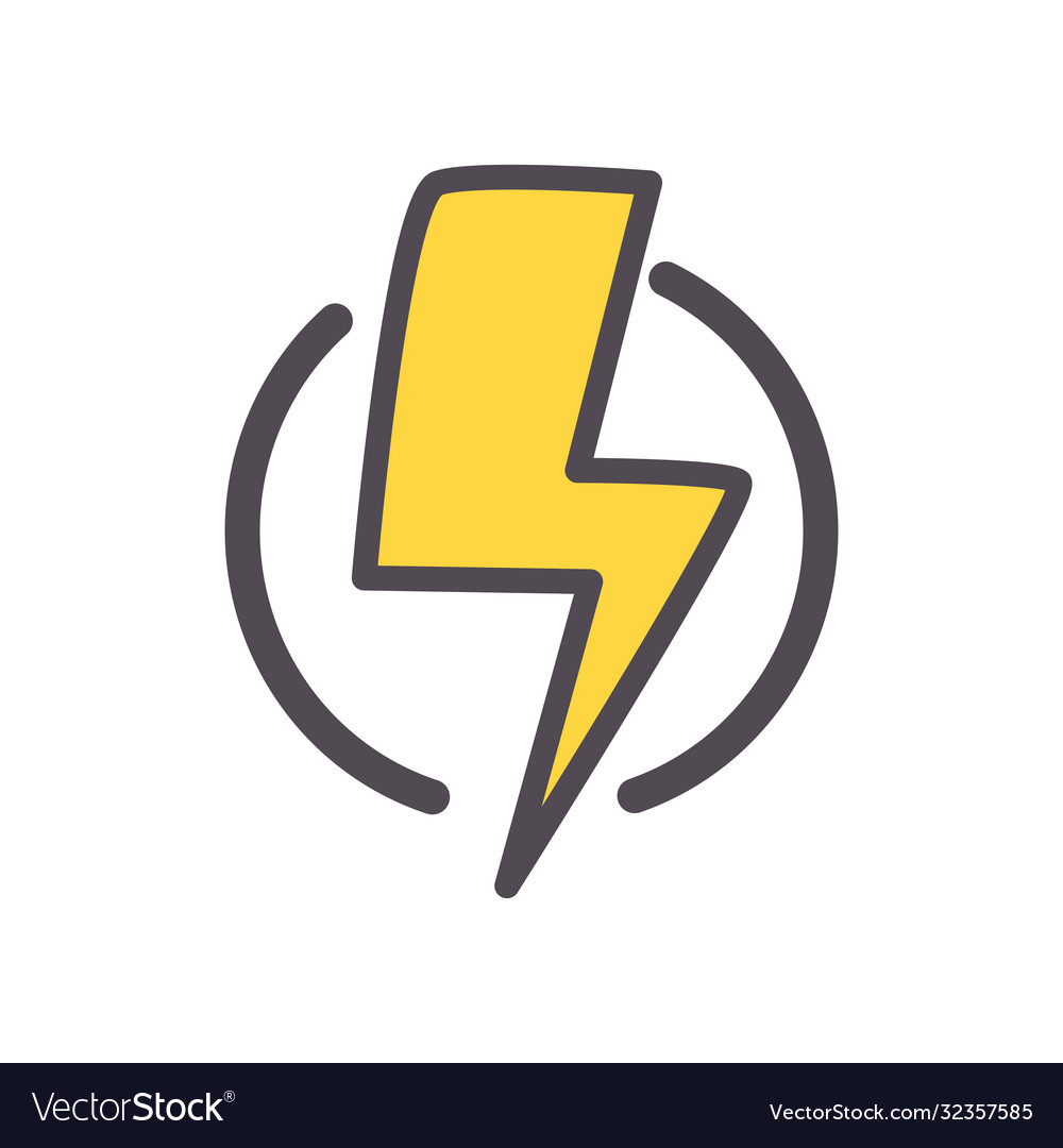 Thunder line and fill style icon design