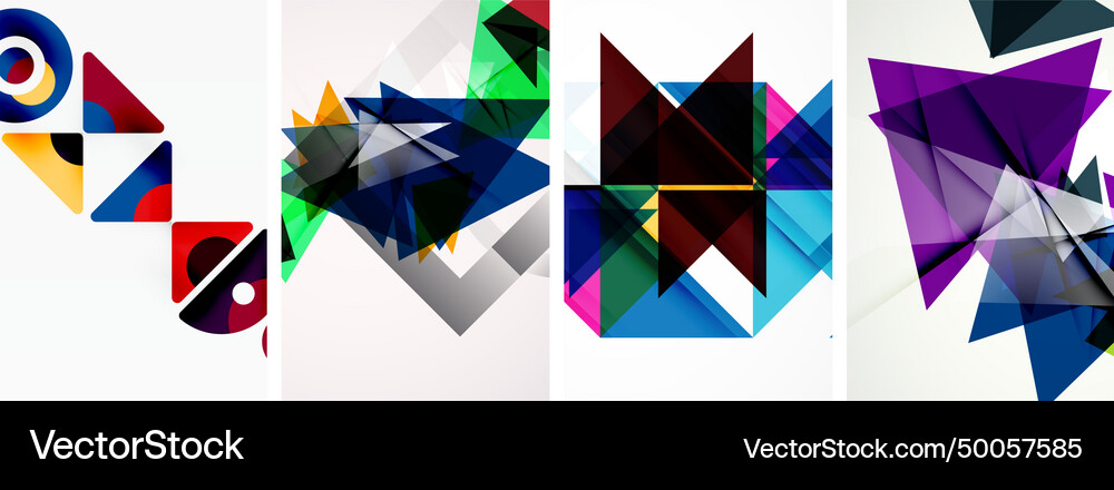 Triangle poster geometric background set Vector Image