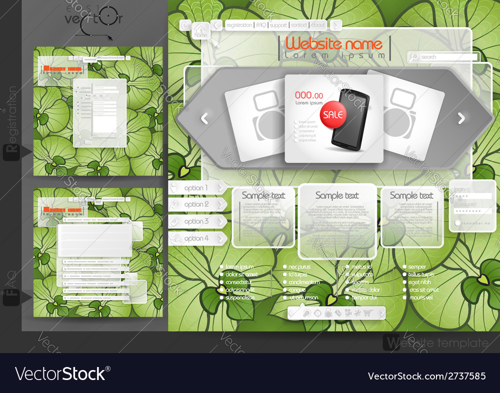 Website design template menu elements