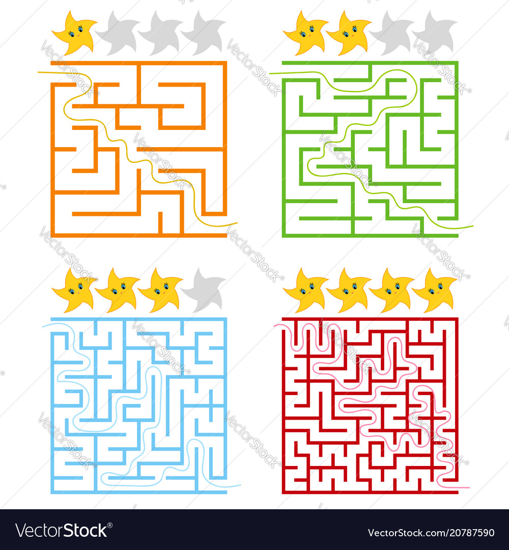A set of square colored labyrinths with rating Vector Image A set of square colored labyrinths with rating