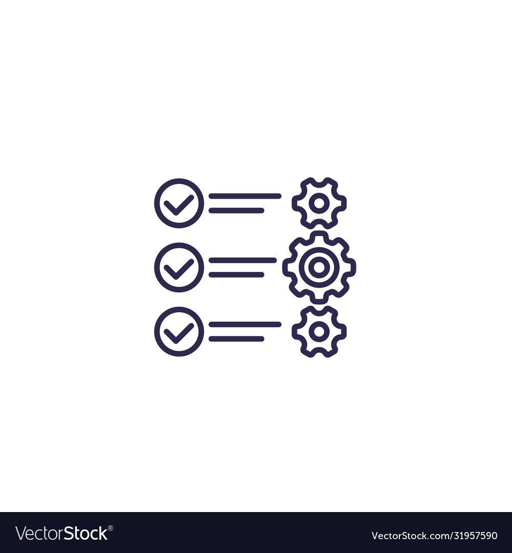 Check list with gears line icon Royalty Free Vector Image