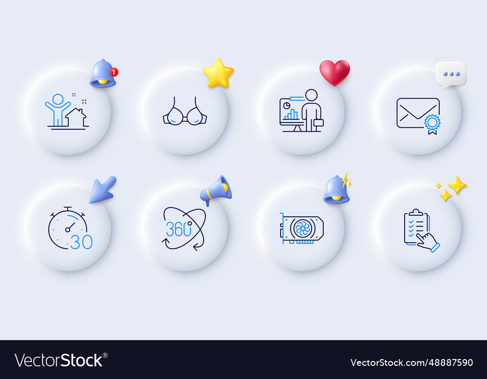 Checklist teacher and gpu line icons for web app vector image Checklist teacher and gpu line icons for web app