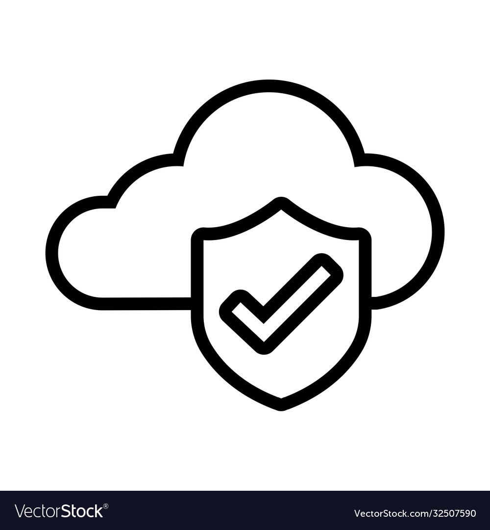 Cloud computing with shield line style icon