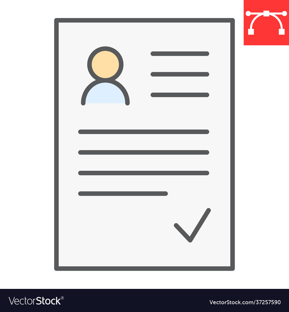 Cv color line icon contract and document resume