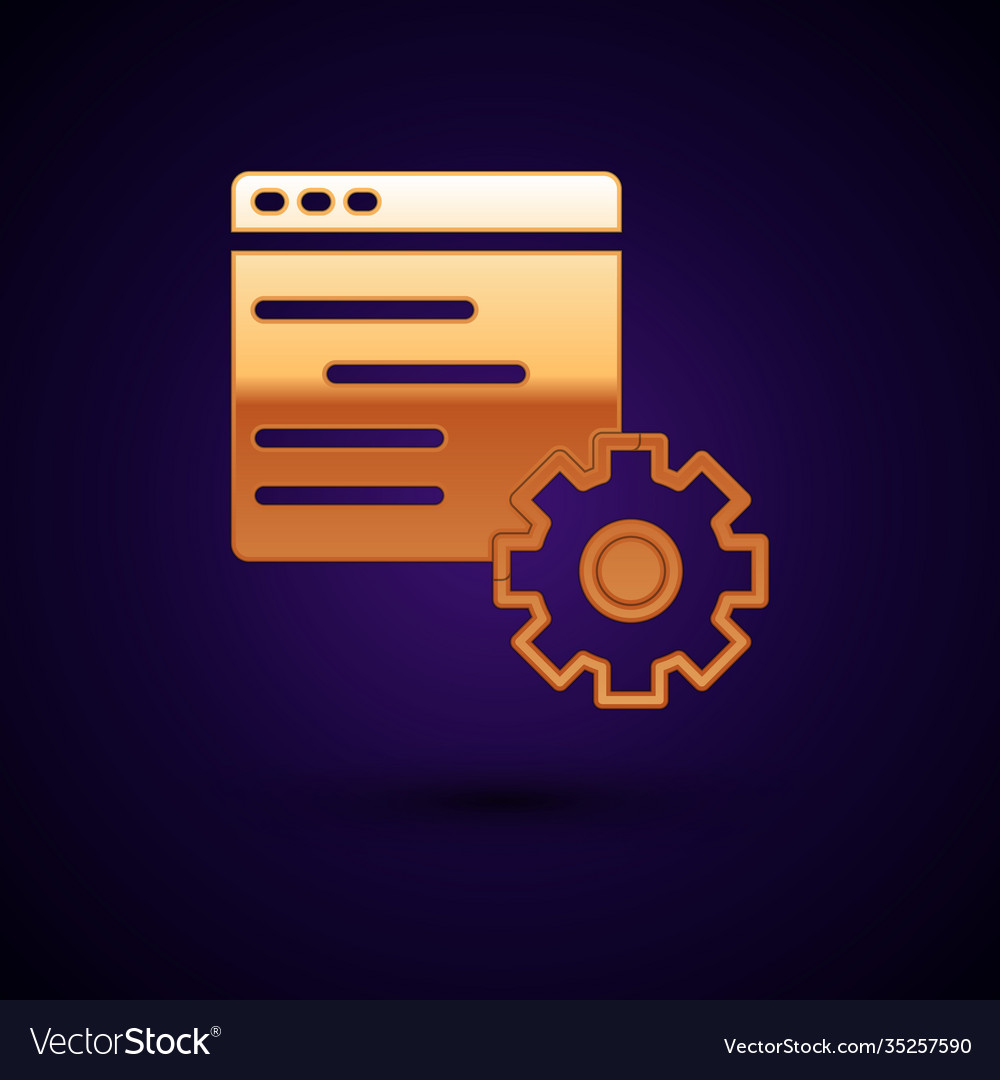 Gold computer api interface icon isolated on black