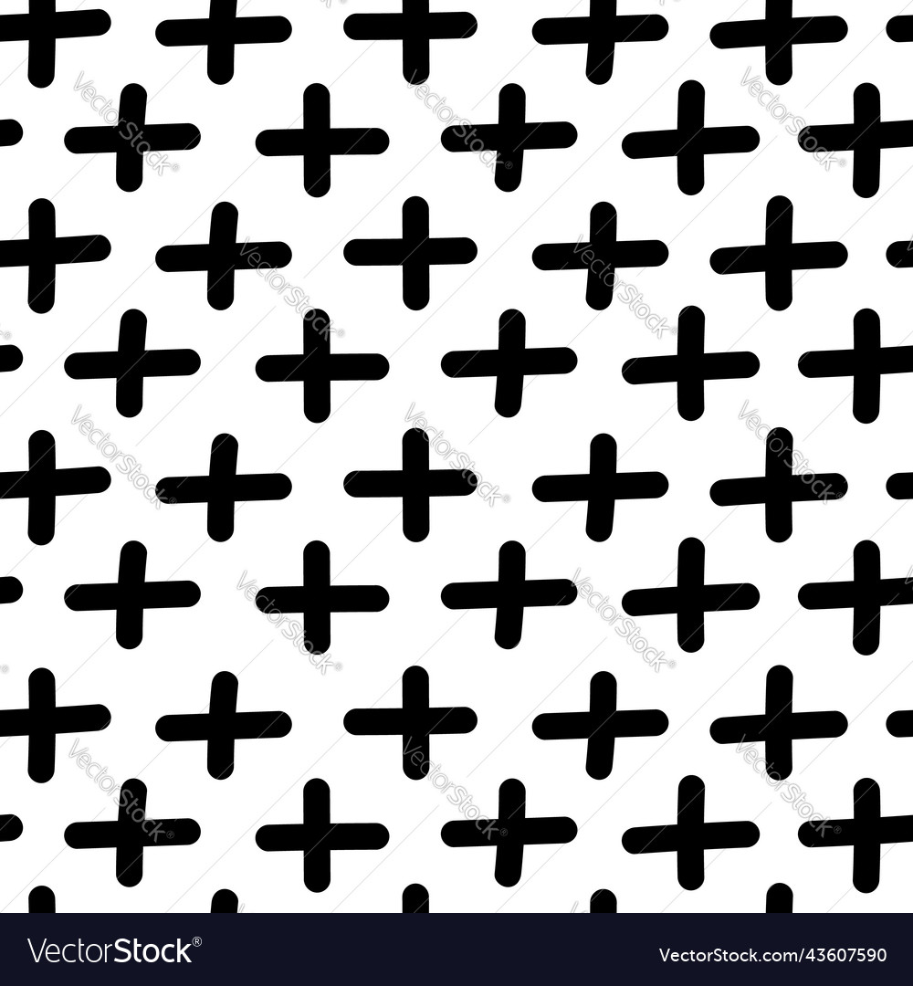 Hand drawn abstract cross seamless pattern plus