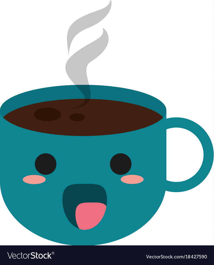 Hot coffee cup cute kawaii cartoon Royalty Free Vector Image