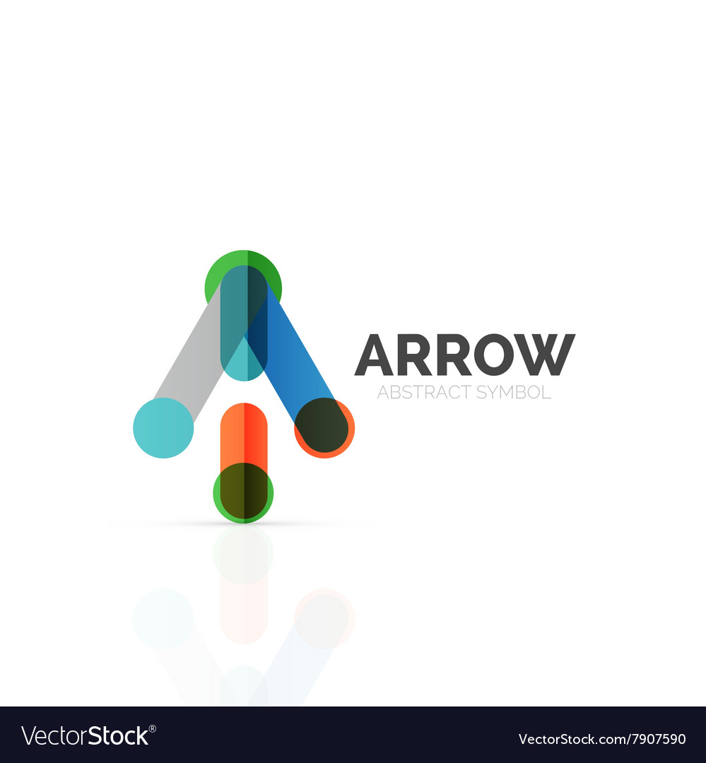 Linear arrow abstract logo connected multicolored Vector Image