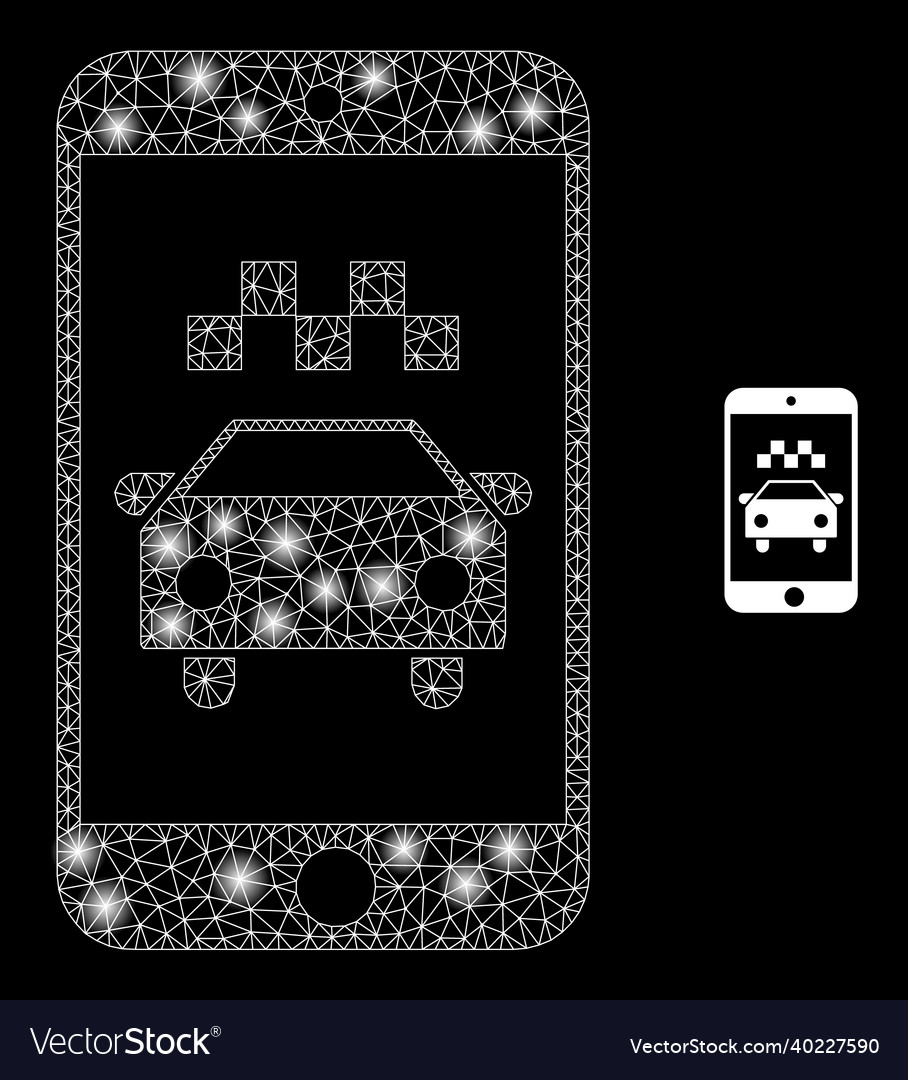 Mesh net taxi smartphone application vector image Mesh net taxi smartphone application