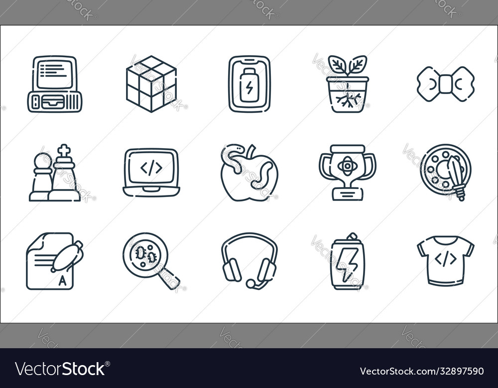 Nerd Line Icons lineare Set Qualität