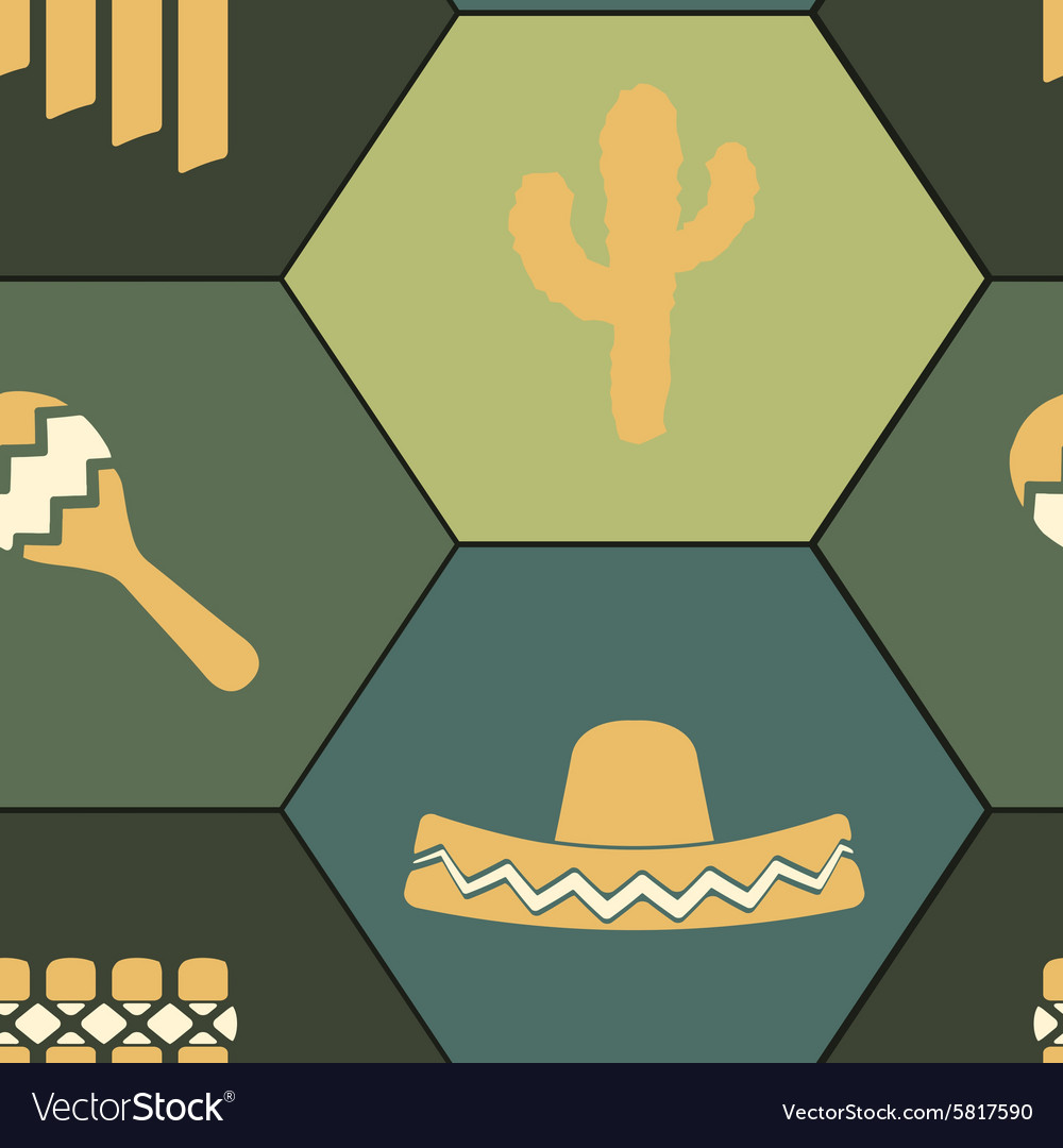 Seamless background with symbols of mexico