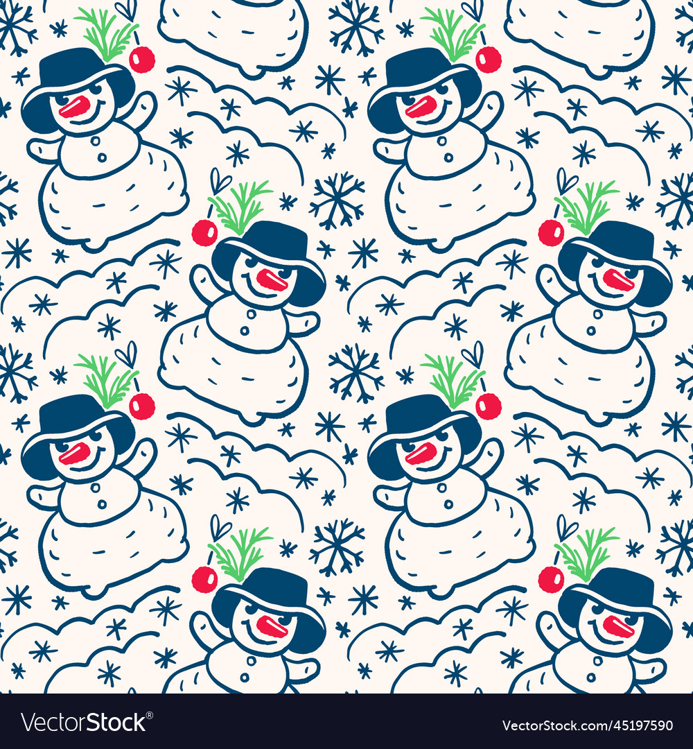 Seamless pattern with snowmen