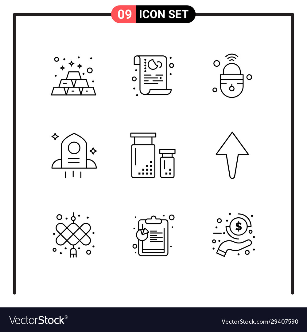 Set 9 line style icons for web and mobile vector image Set 9 line style icons for web and mobile